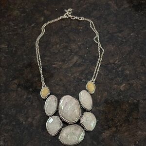 Lucky Brand Silver and Cream Statement Necklace